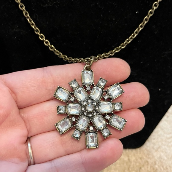 J. Crew Crystal Sunburst Long Pendant Necklace - Picture 2 of 4